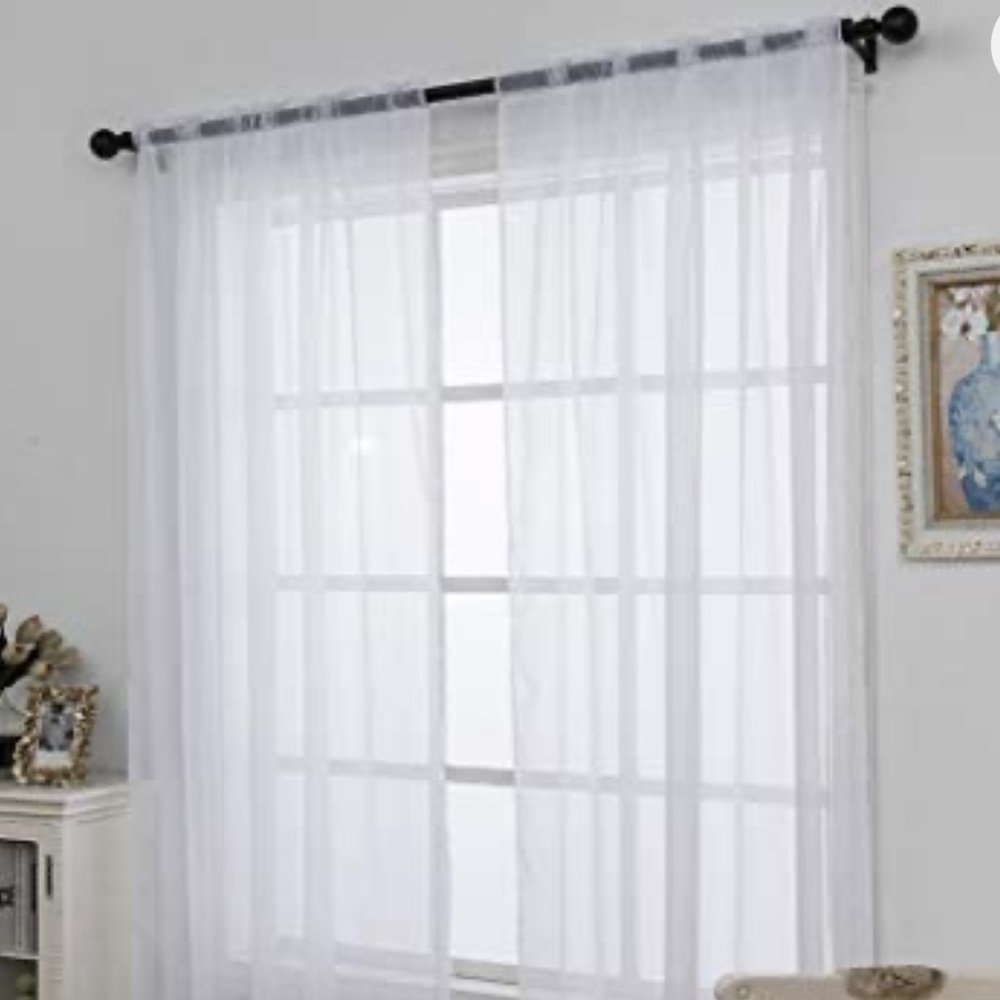 2” Pocket Rod Sheer White Curtains (one pair)